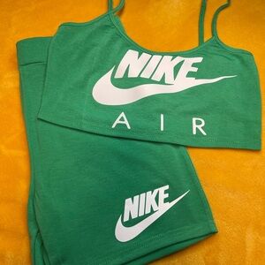 Nike Green Crop Top and Shorts Set